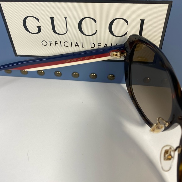 New - Gucci GG0849SK Havana Blue Brown Gradient Sunglasses - Picture 7 of 13